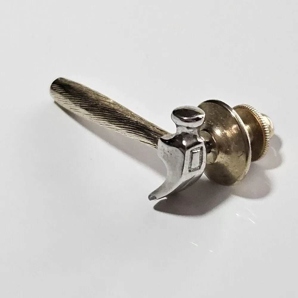 Avon Vintage Hammer Pin Tools Gold & Silver Tone Tie Tack - Picture 9 of 10